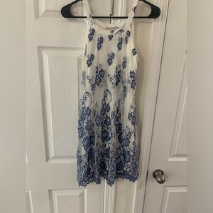 Altar’d State White and Blue Lace Shift Dress